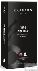Кофе Carraro Puro Arabica 10 капсул. Интенсивность 8